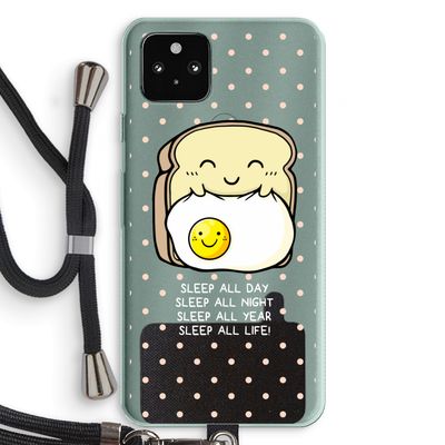 Sleep All Day: Pixel 5a 5G Transparant Hoesje met koord