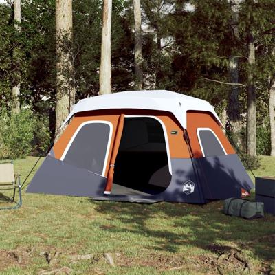 VidaXL Tent met led 6-persoons snelontgrendeling lichtgrijs en oranje
