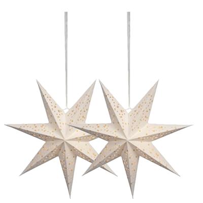 Verlichte kerstster - 2x - wit - D38 m - papier - LED - warm wit - steady light - timer - binnen
