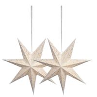 Verlichte kerstster - 2x - wit - D38 m - papier - LED - warm wit - steady light - timer - binnen