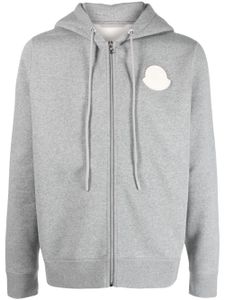 Moncler hoodie zippé à patch logo - Gris