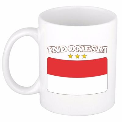 Koffie mok - Indonesie - vlag print - 300 ml - wit - keramiek - Supporters - Landen - Beker Koffie mok - Indonesie - vlag print - 300 ml - wit - keramiek - Supporters - Landen - Beker
