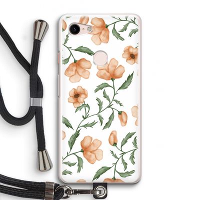 Peachy flowers: Pixel 3 Transparant Hoesje met koord
