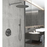 Regendouche set SaniClear Iron | Inbouw | Thermostaatkraan | 2-weg | Rond | Gunmetal