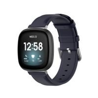 Bandje geschikt voor Fitbit Versa 3 - Maat S - Horlogebandje - Polsband - Kunstleer - Donkerblauw