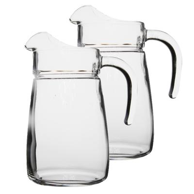Luminarc schenkkan/karaf - 2x stuks - glas - 2,3 liter - Sapkannen/waterkannen/schenkkannen