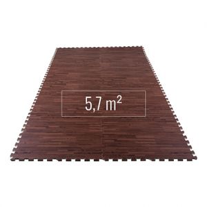 Gorilla Sports Vloermatten - Bescherming 8 stuks - 2,88 m2 - Donkere houtkleur
