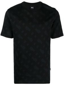 BOSS t-shirt en coton à logo en jacquard - Noir