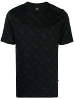 BOSS t-shirt en coton à logo en jacquard - Noir