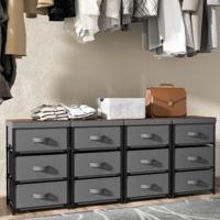 Set van 2 Nachtkastjes met Stoffen Laden Bijzettafel met Metalen Frame Opbergkast Stoffen Commode voor Slaapkamer Woonkamer Hal