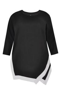 Yoek Puntige blouse linnen | Zwart | Maat 38/40