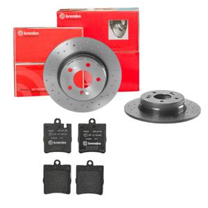 Remmenset, remschijf BREMBO, Remschijftype: Geperforeerd, Inbouwplaats: Achteras: , u.a. für Mercedes-Benz