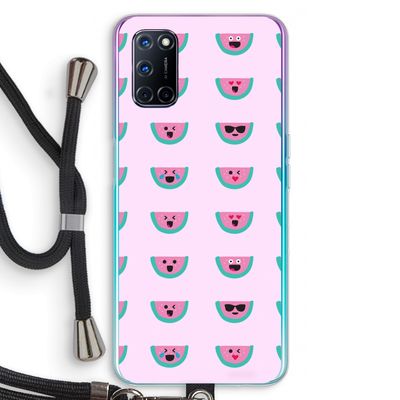 Smiley watermeloenprint: Oppo A52 Transparant Hoesje met koord