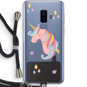 Roze eenhoorn: Samsung Galaxy S9 Plus Transparant Hoesje met koord