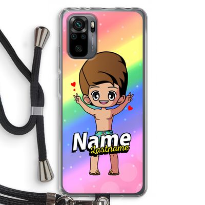 Chibi Maker man: Xiaomi Redmi Note 10 Pro Transparant Hoesje met koord