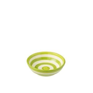 J-Line Bowl Granada Stripes Low Ceramic White|Green Small