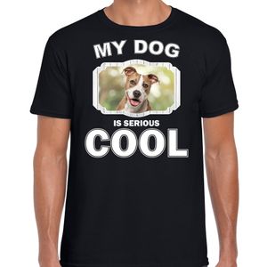 Staffordshire bull terrier honden t-shirt my dog is serious cool zwart voor heren