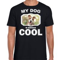 Staffordshire bull terrier honden t-shirt my dog is serious cool zwart voor heren - thumbnail