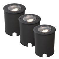 Set van 3 Lilly dimbare LED Grondspot - Kantelbaar - Overrijdbaar - Rond - 4000K neutraal wit - IP67 waterdicht - 3 jaar garantie - Zwart Grondspot bu - thumbnail