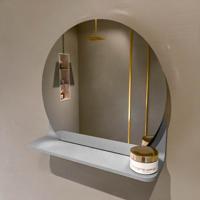 MONDIAZ SPOT spiegel rond 40cm met Spiegelplanchet kleur Plata.