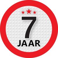 7 jaar leeftijd sticker - rond - Dia 9 cm - 7 jaar verjaardag - jubileum - leeftijd versiering