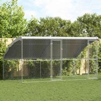 Hondenhok met opslag 2 pcs Zilver 4 x 2 x 2 m Staal