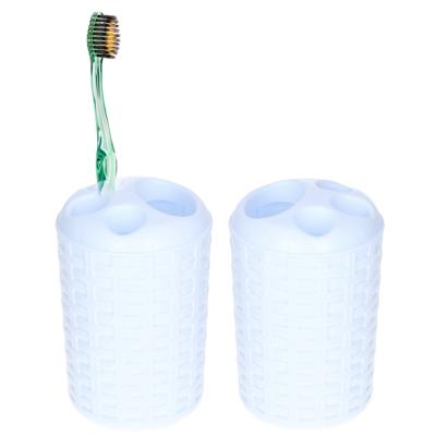 Plasticforte Tandenborstelhouder - 2x - wit - kunststof - geweven - 14 cm