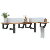 Badkamer wandschap staal en massief acaciahout