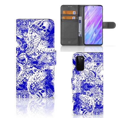 Telefoonhoesje met Naam Samsung Galaxy S20 Angel Skull Blauw