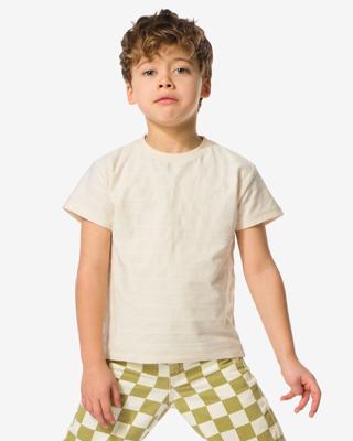 HEMA Kinder T-shirt jacquard strepen ecru (ecru)