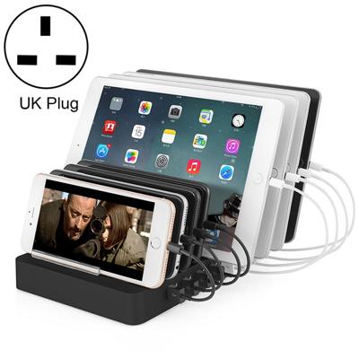 X6 96W 2.4 A 8 USB-poorten Smart Charger met afneembare bezel UK plug (zwart)