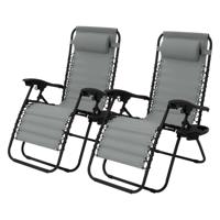 ML-Design set van 2 opvouwbare ligstoelen, grijs, ligstoel met verstelbare hoofdsteun & rugleuning, tuinligstoel met - thumbnail