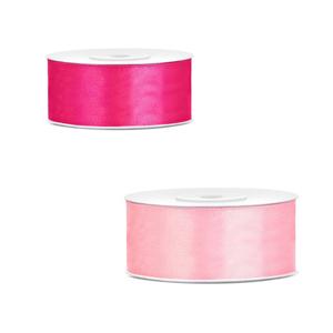 Bellatio decorations 2x rollen satijn cadeaulint/sierlint - 2.5 cm x 25 meter - 2 tinten roze