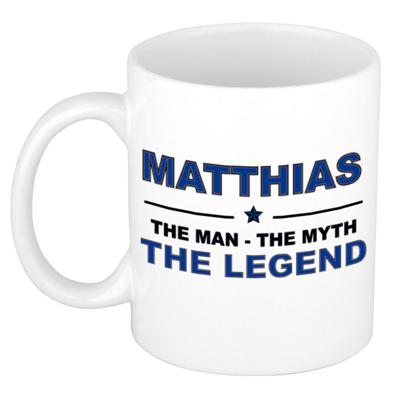 Matthias cadeau mok - man myth legend - naam koffiemok / beker - wit en blauw - 300 ml Matthias cadeau mok - man myth legend - naam koffiemok / beker - wit en blauw - 300 ml