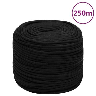 VidaXL Werktouw 10 mm 250 m polyester zwart