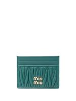 Miu Miu porte-cartes matelassé à plaque logo - Bleu