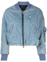 AMIRI veste bomber en jean à logo strassé - Bleu