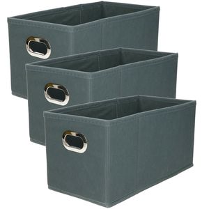 Set van 4x stuks opbergmand/kastmand 7 liter grijsblauw linnen 31 x 15 x 15 cm