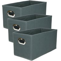 Set van 4x stuks opbergmand/kastmand 7 liter grijsblauw linnen 31 x 15 x 15 cm - thumbnail