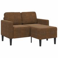 2-zitsbank met chaise longue L-vormig bruin 125 cm kunstleer