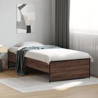 Bedframe bewerkt hout en metaal bruin eikenkleurig 75x190 cm