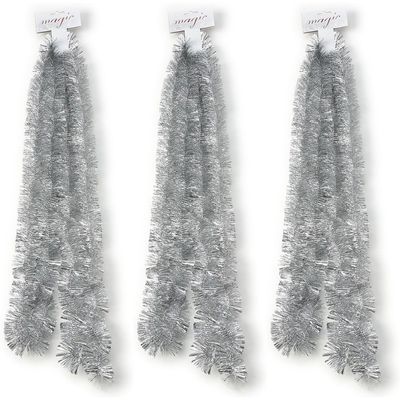 3x Zilveren kerstslingers 5 x 270 cm kerstboom versieringen