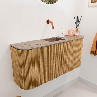 Toiletmeubel Mondiaz Joya Dlux | 93.2 cm | Meubelkleur Oak | Faye wastafel Arena Wasbak Midden | Zonder kraangat(en)