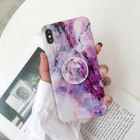 Marmer anti-drop TPU bescherming achtercover voor iPhone XS Max met opvouwbare houder (Z9)