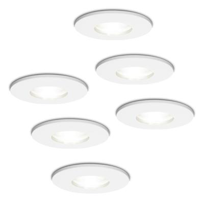 Set van 6 Barcelona - LED Inbouwspots - 5 Watt 400 lumen - 6000K Daglicht wit - GU10 - Dimbaar - Rond - IP44 voor badkamer, buiten en binnen - Wit