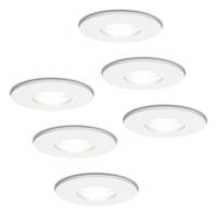 Set van 6 Barcelona - LED Inbouwspots - 5 Watt 400 lumen - 6000K Daglicht wit - GU10 - Dimbaar - Rond - IP44 voor badkamer, buiten en binnen - Wit