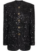 Balmain veste brodée de sequins à design sans col - Noir