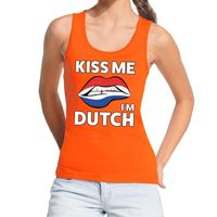 Kiss me I am Dutch tanktop / mouwloos shirt oranje dames - thumbnail