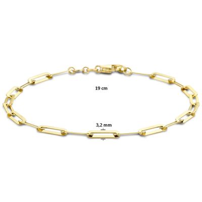 Armband Paperclipschakel Plat geelgoud 3,2 mm 19 cm