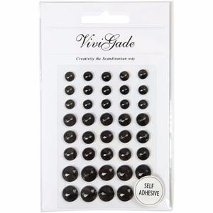 Hobby/knutsel kristal plaksteentjes - 40x stuks - zwart - strass steentjes - Plak juwelen